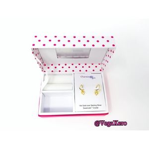 Crystal Heart Dangle Hoop Earrings